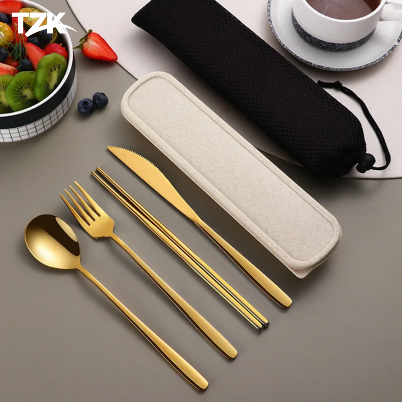 Conjunto de Talheres Portáteis em Aço Inox - Tzadik