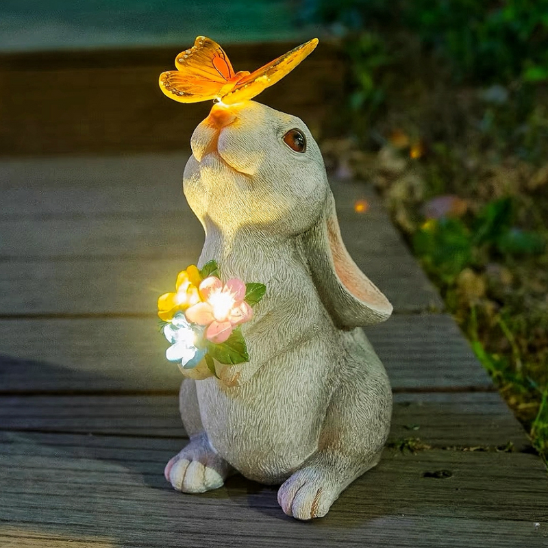 Estátua de Coelho Solar com Luz LED  - Tzadik