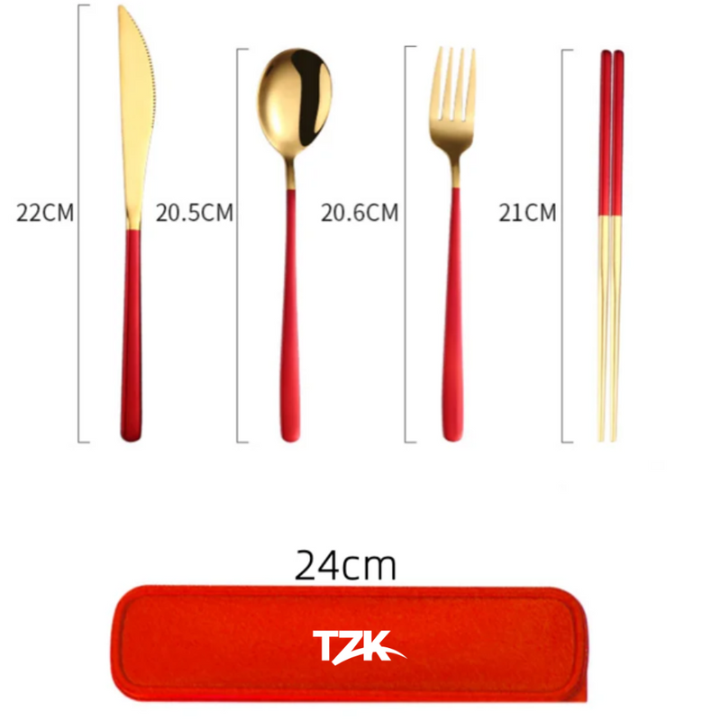 Conjunto de Talheres Portáteis em Aço Inox - Tzadik